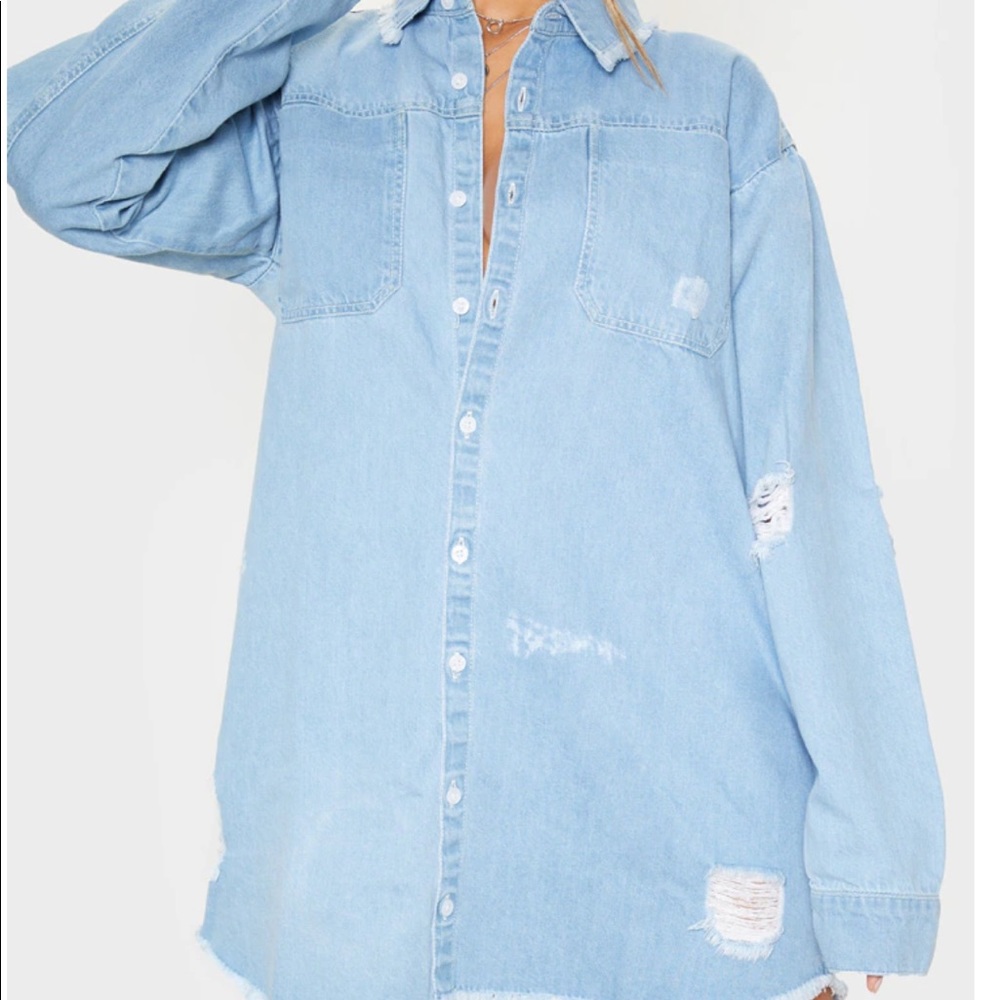 Distressed Denim Shirt Dress